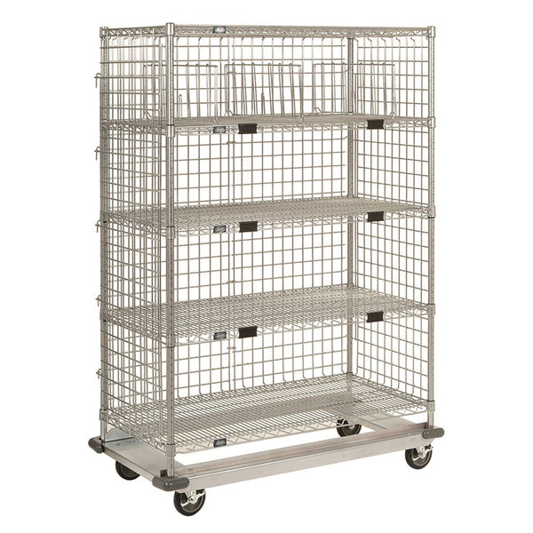 Nexel Shelf Exchange Cart with Three-Sided Enclosure Panels Wire Shelf Exchange Cart, Standard Duty, 3-Sided Encl. Panels, 48"W x 69"H x 24"D, 170-lb. ship. wt. - 930623