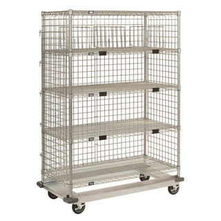 Nexel Shelf Exchange Cart with Three-Sided Enclosure Panels Wire Shelf Exchange Cart, Standard Duty, 3-Sided Encl. Panels, 60"W x 69"H x 24"D, 212-lb. ship. wt. - 930624
