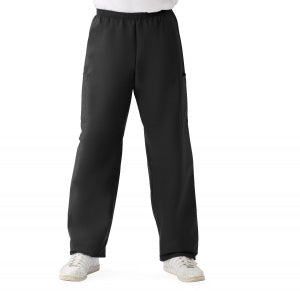 Medline ComfortEase Unisex Elastic Waist Cargo Scrub Pants with 3 Pockets - ComfortEase Unisex Elastic Waist Cargo Scrub Pants with 3 Pockets, Size 2XL Regular Inseam, Black - 9351DKWXXLM