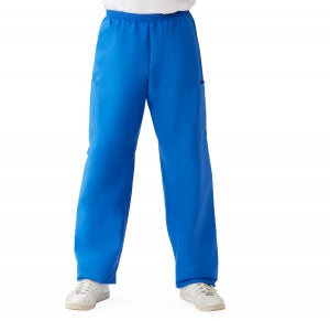 Medline ComfortEase Unisex Elastic Waist Cargo Scrub Pants with 3 Pockets - ComfortEase Unisex Elastic Waist Cargo Scrub Pants with 3 Pockets, Size 2XL Tall Inseam, Royal Blue - 9351JRLXXLL