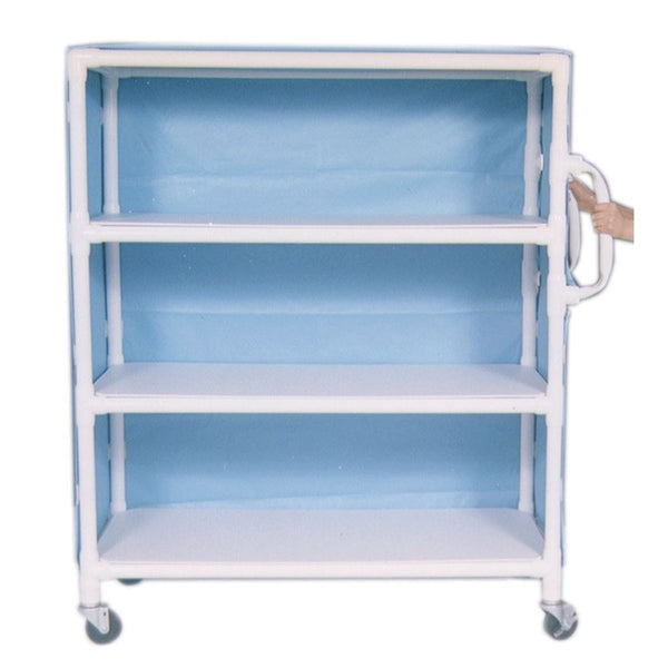 Wide MRI Cart, 3 Shelves MRI Cart, Mesh Fabric Cover, Light Blue - 935481/LTBLUE/MESH