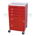 Harloff Mini-Line 5-Drawer Basic Emergency Cart Mini 5-Drawer Basic ER Cart, Burgundy - 935921/NA/NA/BURGUNDY
