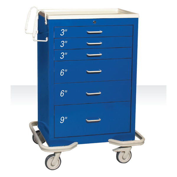 AliMed Standard Series 6-Drawer Cart, Key Lock, 30" Drawer Space Standard 6-Drawer Cart, Key Lock, Solid Dark Blue - 935946/DRKBLU/SOLID