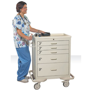 AliMed Standard Series 5-Drawer Cart, Key Lock Standard 5-Drawer Cart, Key Lock, Two-Tone Dark Blue - 935947/DRKBLU/TWOT