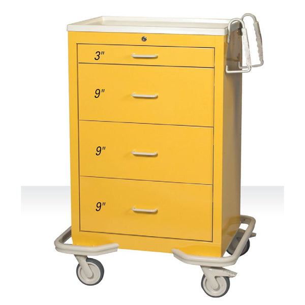 AliMed Standard Series 4-Drawer Isolation Cart, Key Lock Standard 4-Drawer Isolation Cart, Key Lock, Two-Tone Yellow - 935948/YELL/TWOT