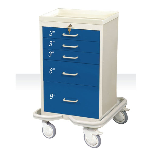 AliMed Mini Series 5-Drawer Tower, Key Lock Mini 5-Drawer Tower, Key Lock, Solid Red - 935953/RED/SOLID