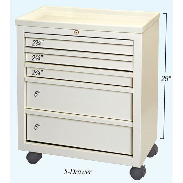 AliMed Economy Carts Economy Cart, 5-Drawer, Beige - 936076