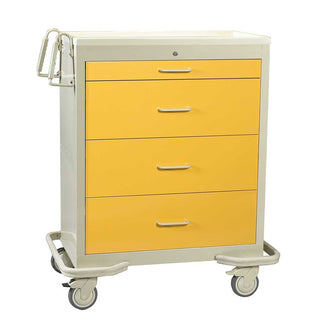 AliMed Wide Series 4-Drawer Isolation Cart, Electronic Lock Wide 4-Drawer Cart, Electronic Lock, Two-Tone Dark Blue - 938546/DBL/TT