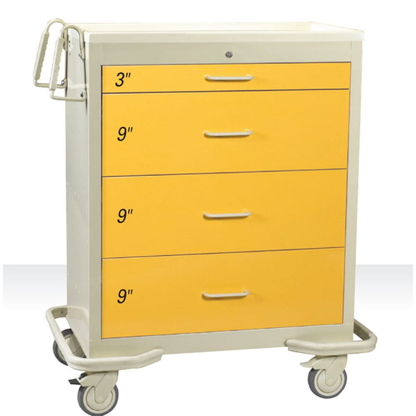 AliMed Wide Series 4-Drawer Isolation Cart, Key Lock Wide 4-Drawer Cart, Key Lock, Two-Tone Red - 936555/RED/NA