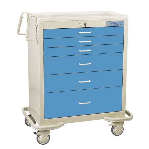 AliMed Wide Series 6-Drawer Cart, Electronic Lock Wide 6-Drawer Cart, Electronic Lock, Two-Tone Yellow - 936556/YELL/NA
