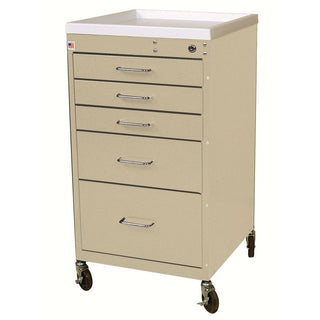 AliMed Quick-Ship Mini Series 5-Drawer Cart Mini 5-Drawer Cart, Key Lock, Beige, QUICK SHIP - 936575
