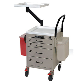 Harloff 4-Drawer IV Start Cart w/Articulating Arm IV Start Cart, 4 Drawers w/Articulating Arm, Yellow - 936676/YELL/NA