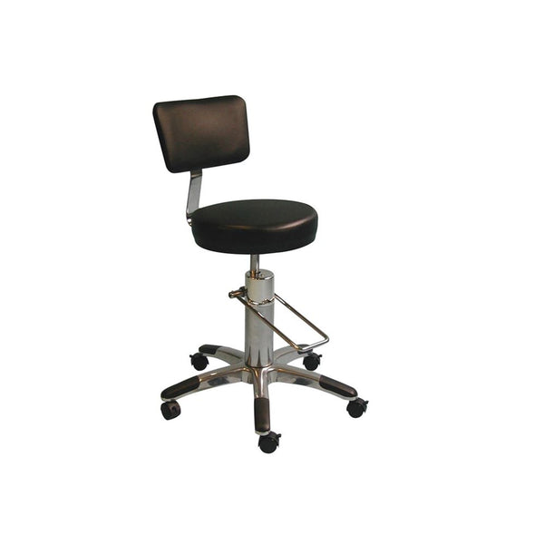 Brandt Hydraulic Stool with Backrest Hydraulic Stool with Backrest, Saddle - 936698/SADDLE/NA