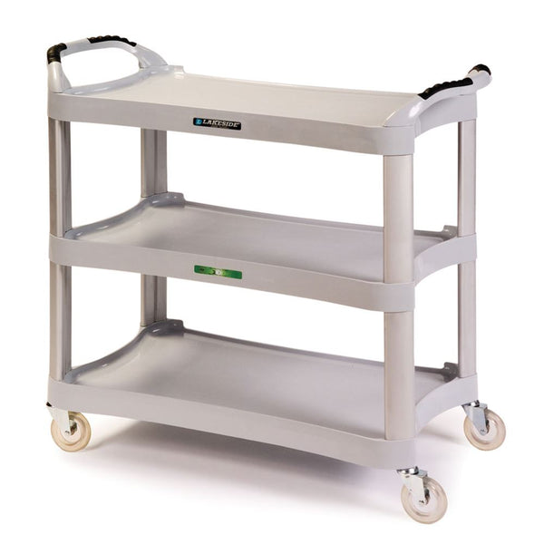 Lakeside Contemporary Design Plastic Utility Cart Contemporary Design Plastic Utility Cart, Light Grey, 3 Shelves - 936706
