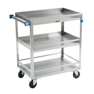 Lakeside Guard Rail Utility Carts Stainless Steel Guard Rail Utility Cart, Medium Duty, 3 Shelves - 936716