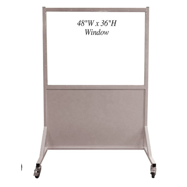 Alimed Phillips Safety Mobile Lead Glass Barriers Mobile Leaded Barrier, 72"W x 36"H Window, 2.0 mmPb - 937592