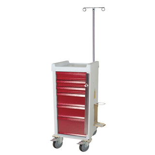 Alimed Harloff Narrow MRI Cart with Emergency Pkg., Breakaway Lock 7-Drawer Narrow MRI Cart w/Emergency Pkg., Breakaway Lock, Hammer Grey - 937721/NA/NA/HMGY