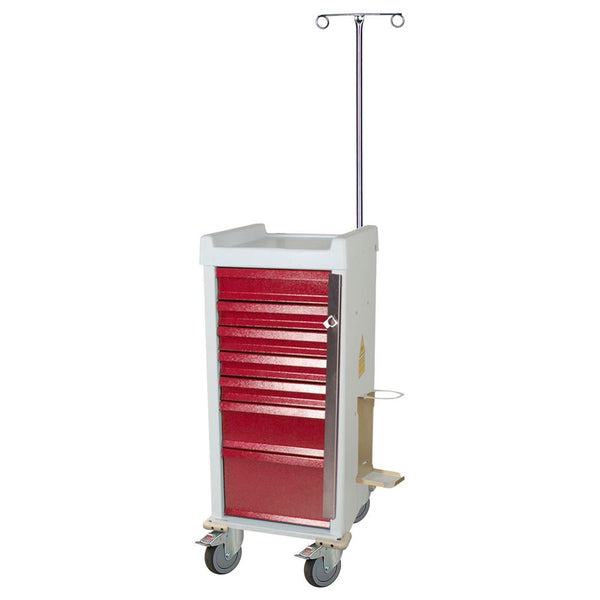 Alimed Harloff Narrow MRI Cart with Emergency Pkg., Breakaway Lock 6-Drawer Narrow MRI Cart w/Emergency Pkg., Breakaway Lock, Hammer Grey - 937719/NA/NA/HMGY