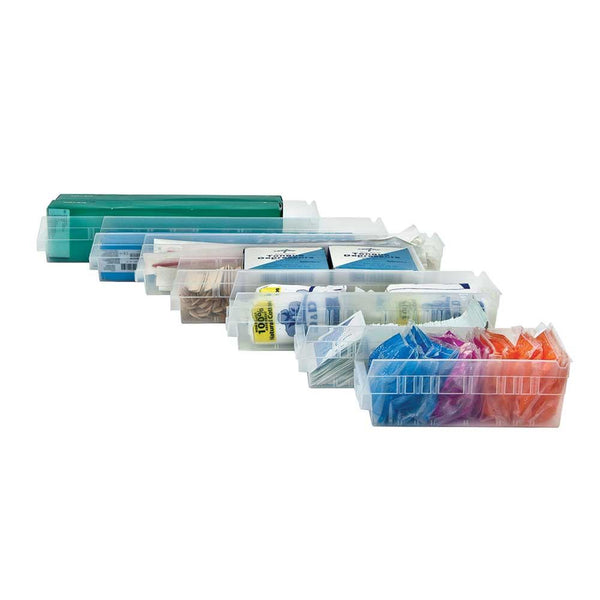 Quantum Clear-View Economy Bins Clear-View Economy Shelf Bin, 8-3/8"W x 4"H x 23-5/8"D, cs/6 - 937776