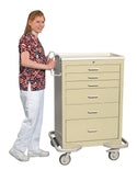 AliMed Quick-Ship 6-Drawer Procedure Cart, Key Lock 6-Drawer Standard Series Key Lock Cart, Beige, QUICK SHIP - 938094