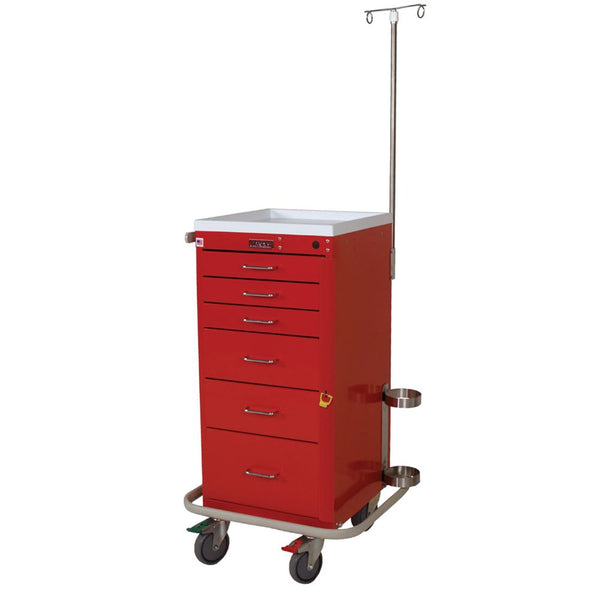 Harloff Mini-Line 6-Drawer Deluxe Emergency Cart Mini 6-Drawer Deluxe Cart w/ER Pkg., Red - 938296/NA/NA/RED