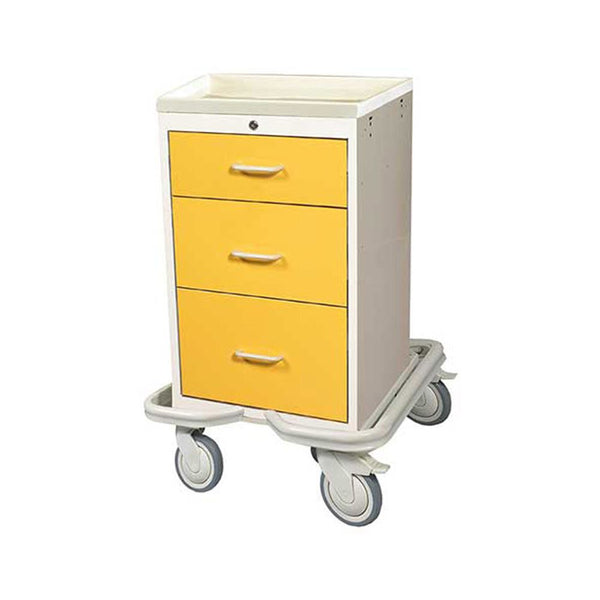 AliMed Mini Series 3-Drawer Isolation Tower, Stainless Steel, Key Lock Mini 3-Drawer Isolation Tower, Stainless Steel, Two-Tone Yellow - 938375/YEL/TT
