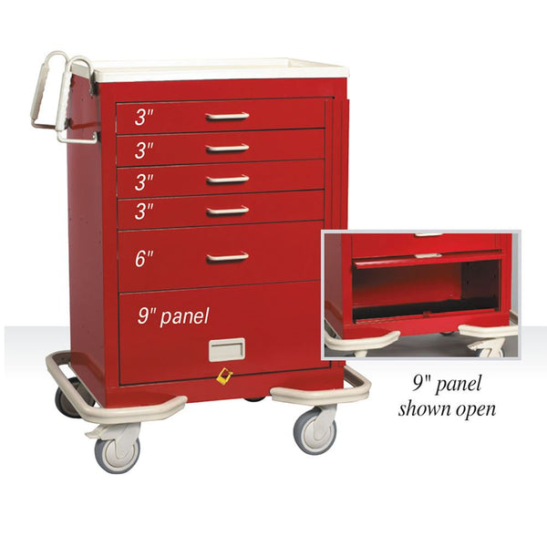 AliMed Standard Series 5-Drawer Emergency Cart with Panel Standard 5-Drawer ER Cart w/Panel, Two-Tone Slate Blue - 938379/SBL/TT