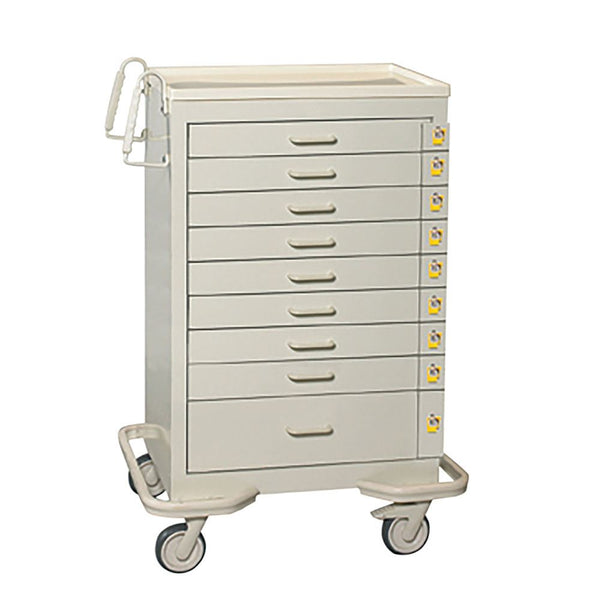 AliMed Standard Series 9-Drawer Emergency Cart Standard Series 9-Drawer Emergency Cart, Individual Breakaway Locks, Beige - 938381
