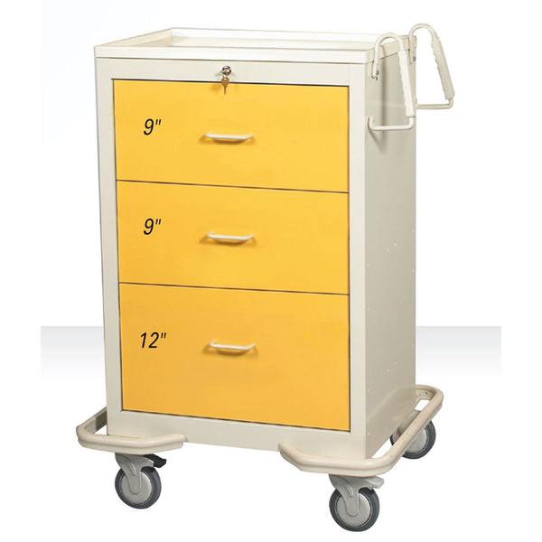 AliMed Standard Series 3-Drawer Isolation Cart, Key Lock Standard 3-Drawer Isolation Cart, Key Lock, Solid Yellow - 938393/YEL/SO