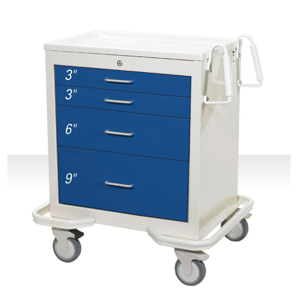 AliMed Standard Series 4-Drawer Anesthesia Cart, Key Lock Standard 4-Drawer Anesthesia Cart, Key Lock, Solid Dark Blue - 938394/DBL/SO