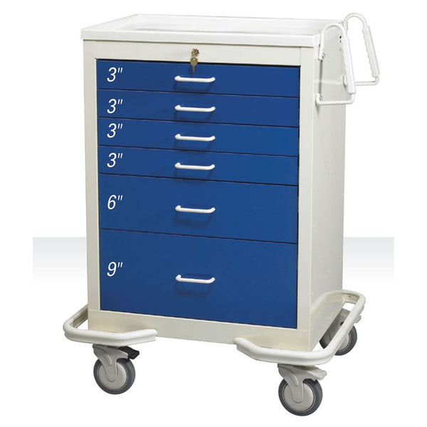 AliMed Standard Series 6-Drawer Anesthesia Cart, Key Lock, 27" Vertical Drawer Space Standard 6-Drawer Anesthesia Cart, Key Lock, Two-Tone Red - 938395/RED/TT