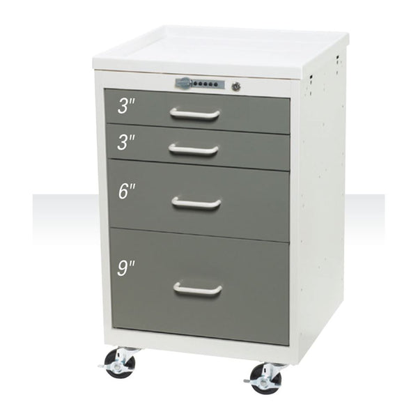 AliMed Mini Series 4-Drawer Cart, Key Lock Mini 4-Drawer Cart, Key Lock, Solid Beige - 938400/BEI/SO