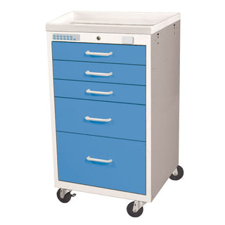 AliMed Mini Series 5-Drawer Procedure Cart, Electronic Lock Mini 5-Drawer Procedure Cart, Electronic Lock, Two-Tone Yellow - 938401/YEL/TT