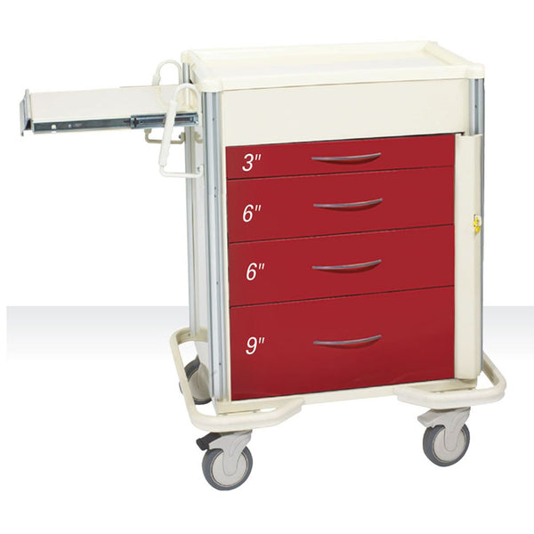 AliMed Select Series 4-Drawer Emergency Cart Select 4-Drawer ER Cart, Solid Red - 938425/RED/SO