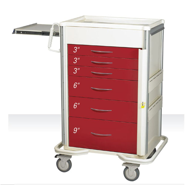 AliMed Select Series 6-Drawer Emergency Cart, 30" Drawer Space Select 6-Drawer ER Cart, Two-Tone Red - 938426/RED/TT