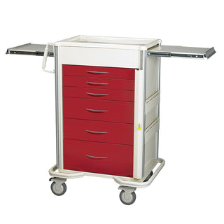AliMed Select Series 6-Drawer Emergency Cart, 30" Drawer Space Select 6-Drawer ER Cart, Two-Tone Red - 938426/RED/TT