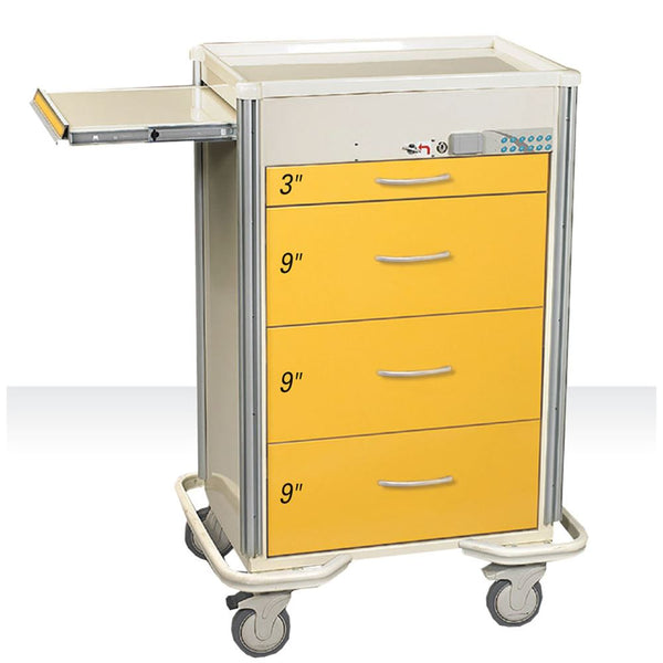 AliMed Select Series 4-Drawer Isolation Cart, Key Lock Select 4-Drawer Isolation Cart, Key Lock, Two-Tone Red - 938452/RED/TT