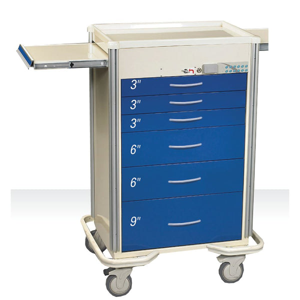 AliMed Select Series 6-Drawer Cart, Key Lock, 30" Drawer Space Select 6-Drawer Cart, Key Lock, Solid Yellow - 938454/YEL/SO