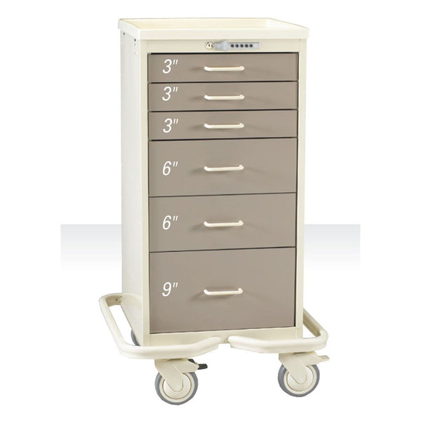 AliMed Mini Series 6-Drawer Tower, Key Lock Mini 6-Drawer Tower, Key Lock, Solid Slate Blue - 938561/SBL/SO