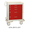 AliMed Standard Series 5-Drawer Emergency Cart Standard 5-Drawer ER Cart, Solid Red - 938565/RED/SO