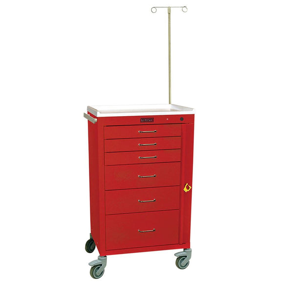 Harloff Mini24 6-Drawer Basic Emergency Cart Mini24 6-Drawer Basic ER Cart w/ER Pkg, Red - 938761/RED/NA