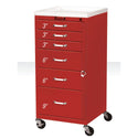 Harloff Mini-Line 6-Drawer Deluxe Emergency Cart Mini 6-Drawer Deluxe Cart w/ER Pkg., Red - 938296/NA/NA/RED