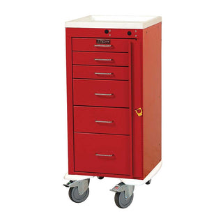 Harloff Mini-Line 6-Drawer Deluxe Emergency Cart Mini 6-Drawer Deluxe Cart w/ER Pkg., Burgundy - 938296/NA/NA/BURGUNDY