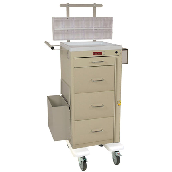 Harloff Mini-Line 4-Drawer Deluxe Emergency Cart Mini 4-Drawer Deluxe Cart w/Phlebotomy Pkg., Hammer Green - 938799/HMGN/NA