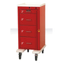 Harloff Mini-Line 4-Drawer Deluxe Emergency Cart Mini 4-Drawer Deluxe Cart w/Phlebotomy Pkg., Red - 938799/RED/NA