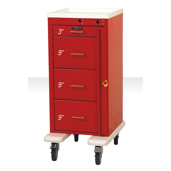 Harloff Mini-Line 4-Drawer Deluxe Emergency Cart Mini 4-Drawer Deluxe ER Cart, Red - 938800/RED/NA