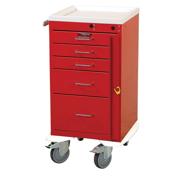 Harloff Mini-Line 5-Drawer Deluxe Emergency Cart Mini 5-Drawer Deluxe Cart w/Phlebotomy Pkg, Navy - 938808/NVY/NA