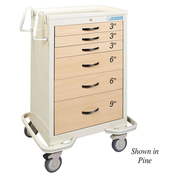 AliMed Standard Series 6-Drawer Wood-Look Cart, Key Lock Standard 6-Drawer Wood-Look Cart, Key Lock, Pine - 938862/LGT/TT