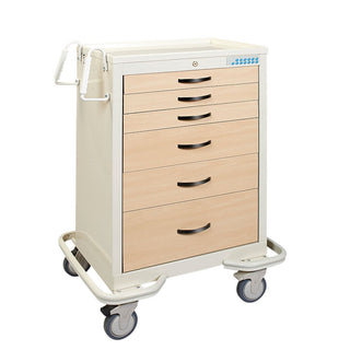 AliMed Standard Series 6-Drawer Wood-Look Cart, Electronic Lock Standard 6-Drawer Wood-Look Cart, Electric Lock, Pine - 938861/LGT/TT