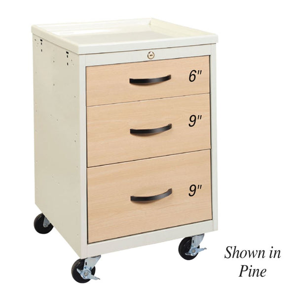 AliMed Mini Series 3-Drawer Wood-Look Cart Mini 3-Drawer Wood-Look Cart, Pine - 938863/LGT/TT